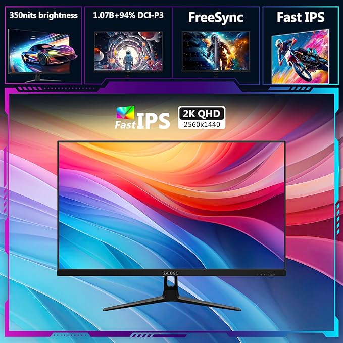 Z-Edge 27-inch Gaming Monitor QHD 2560 x 1440 2K, 180Hz Refresh Rate, 1ms MPRT - Image 3