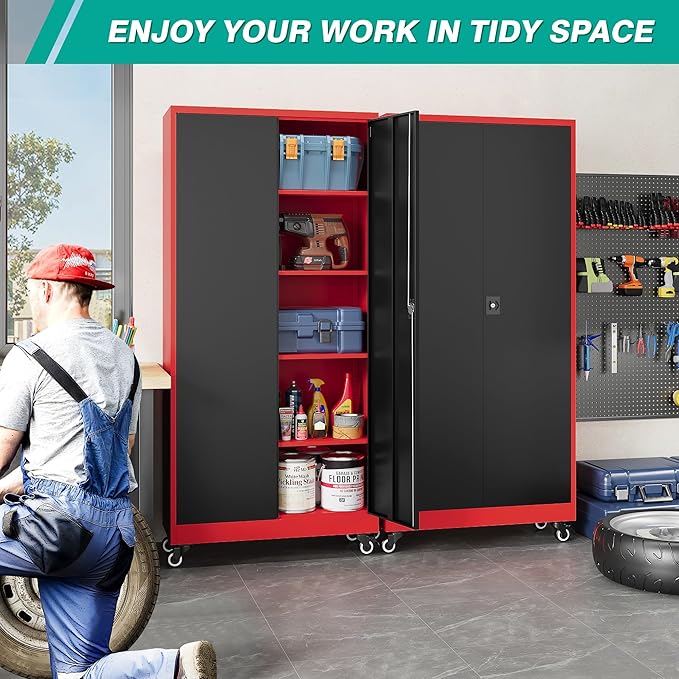 SISESOL 75" Tall Metal Storage Cabinet - Image 4