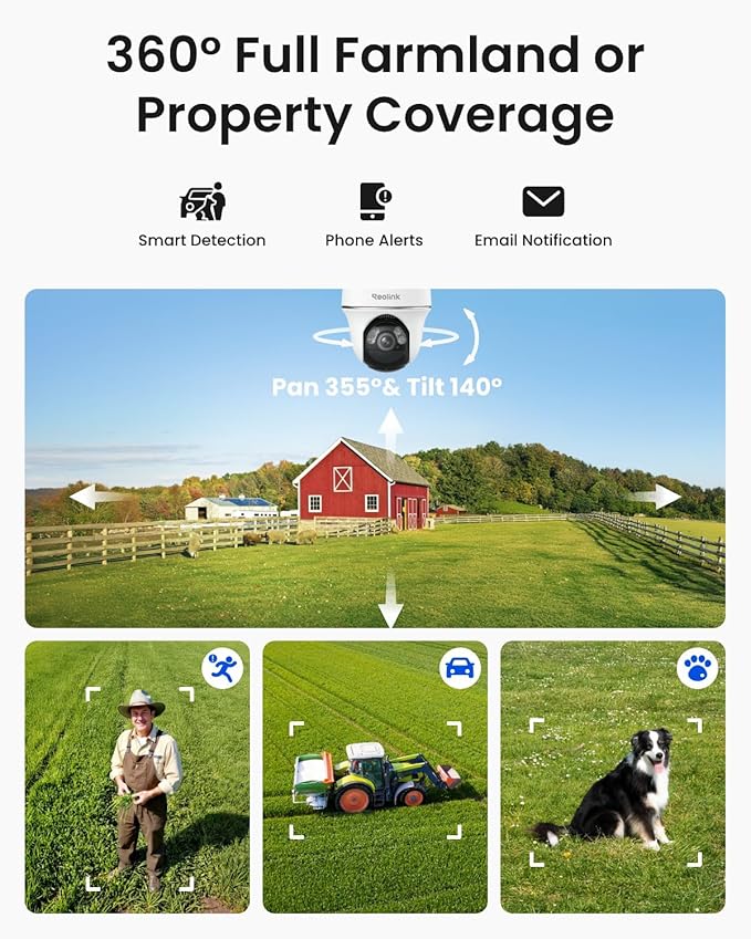 REOLINK 5MP 4G LTE Cellular Security Camera Outdoor, 360° Pan-Tilt, Sim+32GB SD - Image 3