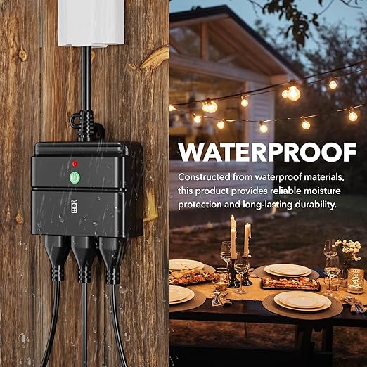BN-LINK Outdoor Indoor Wireless Remote Control 3-Prong Outlet Weather Proof - Image 3
