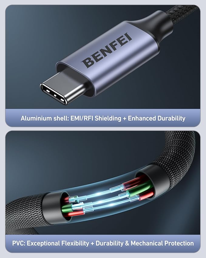 BENFEI USB C to Dual 3.5mm Audio Splitter, Headphone Adapter - Image 5