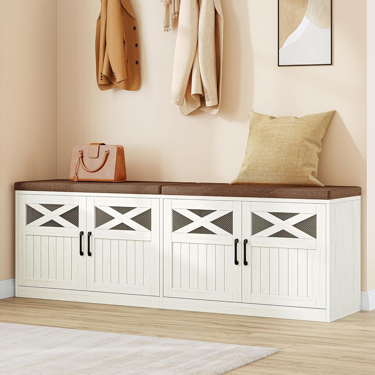 hzuaneri 59" shoe storage bench with 4 barn, main product view