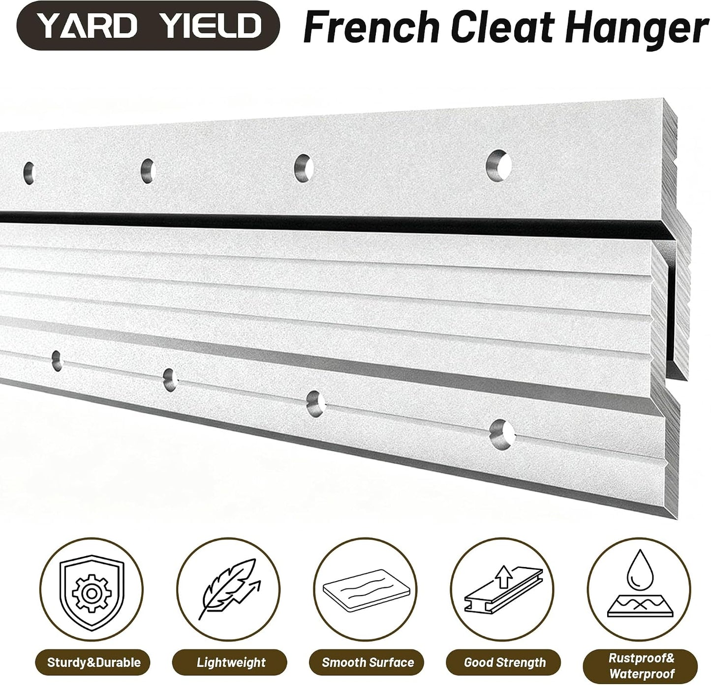 30 Inch French Cleat Picture Hanger, 200 lb Z Bar Aluminum Bracket | Wall Mount Hardware for Mirrors, Whiteboards, Artwork, Frames and Cabinets, Easy Install Interlocking Rail for Home or Office