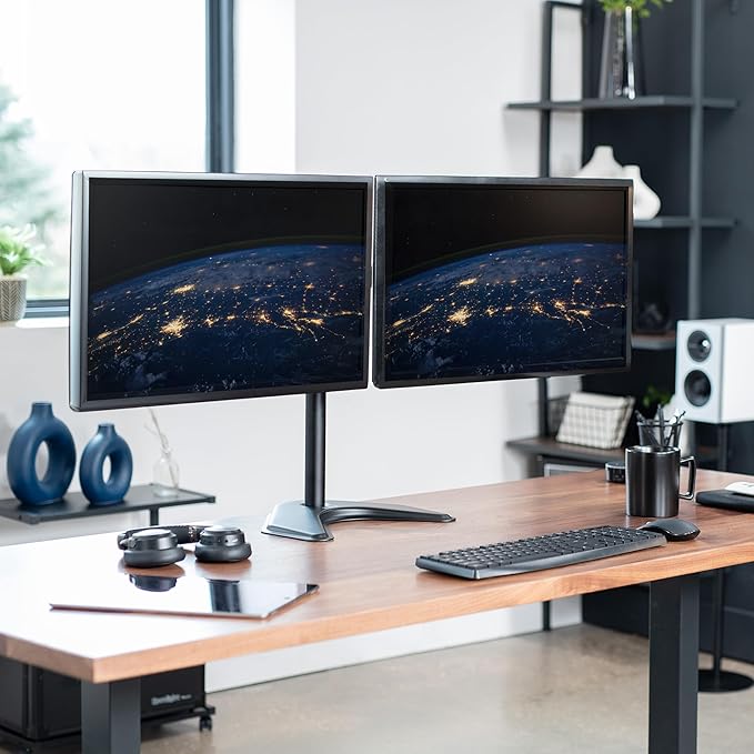 VIVO STAND-V002F Dual LED LCD Monitor Free-Standing Desk Stand - Image 2