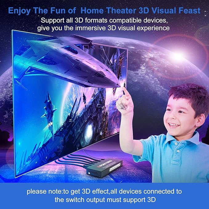 PONYBRO HDMI 2.0 Switch 5 Port 4K@60Hz Auto-Switching – 5 in 1 Out - Image 5