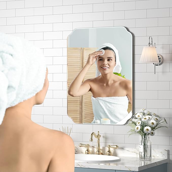 Bathroom Mirrors for Over Sink, Frameless Mirrors for Wall, 24x18 Inch Beveled - Image 4