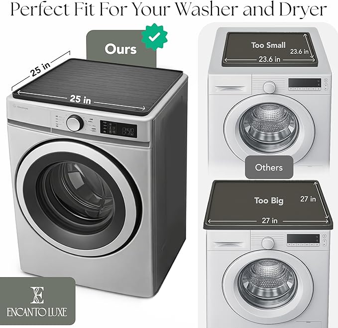 2 PC Washer and Dryer Topper Protector Mat 25"x25", Laundry Washing Machine Top - Image 2