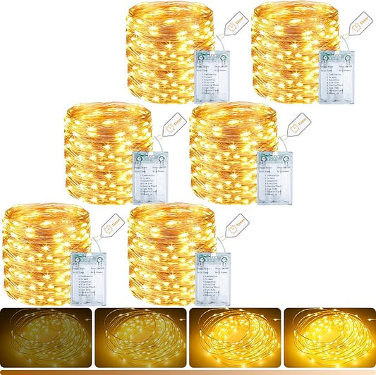6-Pack 33FT 100 LED Fairy Lights Battery Operated by Litogo