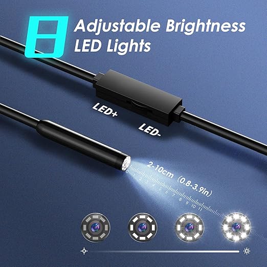 Endoscope Camera with Light, 1920P HD Borescope Camera with 8 Adjustable LED - Image 2