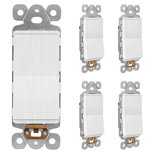 LIDER Brushed White Minimalist Design Decorator Switch, Frameless Paddle Wall by LIDER
