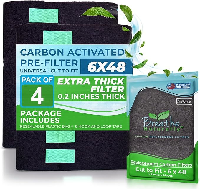 Breathe Naturally Universal 6x48 Cut-to-Fit Activated Carbon Filter Charcoal by BreatheNaturally