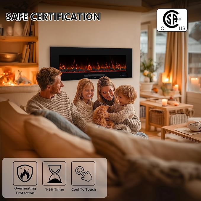 42" Electric Fireplace Inserts, Recessed & Wall Mounted Fireplace Heater - Image 2
