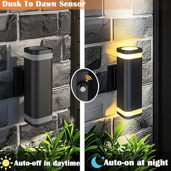rosykite LED Outdoor Wall Sconce, Dusk to Dawn Outdoor Lighting Fixture - Image 2