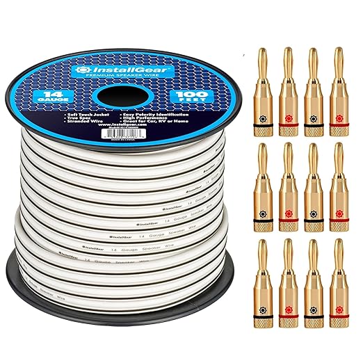 InstallGear 14 Gauge Speaker Wire - 100ft White Cable by InstallGear