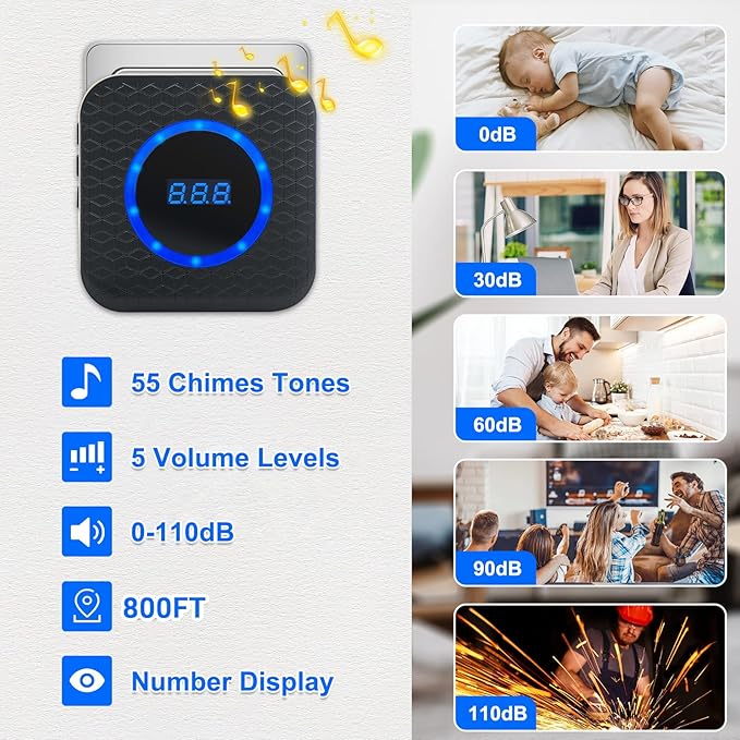 SanJie Wireless Door Chime for Business When Entering Door Entry Chime Door Bell - Image 5