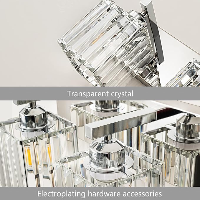 FDPBY Modern Bathroom Vanity Light 2-Lights Chrome Crystal Bathroom Wall Light - Image 5