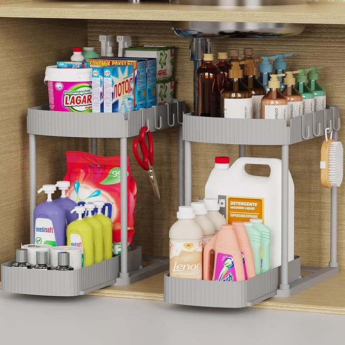 Ukeetap 2 Pack Multi-Purpose Pull-Out Storage Organizers, Under Sink Organizers by ukeetap