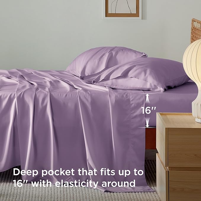 Bedsure Queen Sheet Set, Rayon Derived from Bamboo, Cooling Sheets, Breathable - Image 4