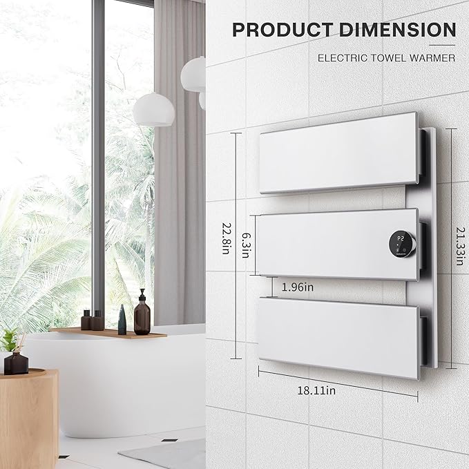 K&KALONZO Electric Towel Warmer, 18.35" W x 22.8" H Wall-Mounted Towel Heater - Image 7