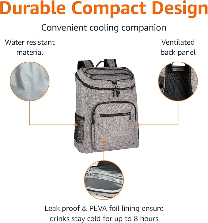 Amazon Basics Reusable Insulated Soft Cooler Backpack, 30 Can Capacity - Image 2