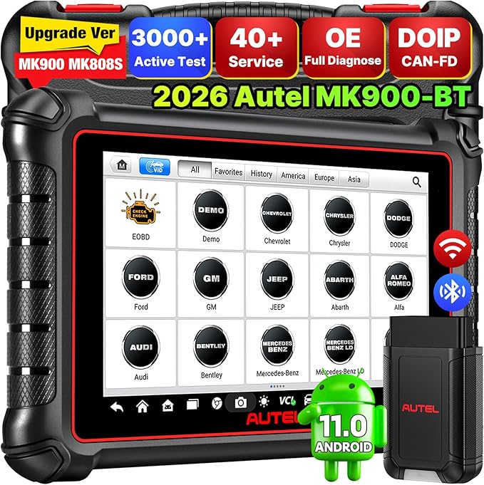 Autel Scanner MaxiCOM MK900BT, 2026 MK900-BT V2.0 Bidirectional Diagnostic Tool by Autel
