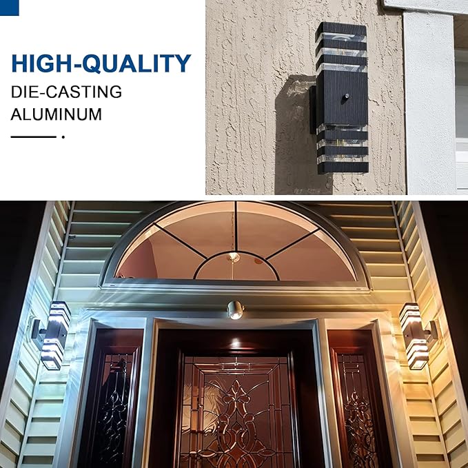 Delicavy 2PK Dusk to Dawn Sensor Outdoor Wall Lights Up Down Porch Lights - Image 3