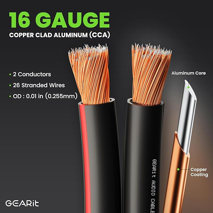 16AWG Speaker Wire, GearIT Pro Series 16 Gauge Speaker Wire Cable Great Use - Image 6