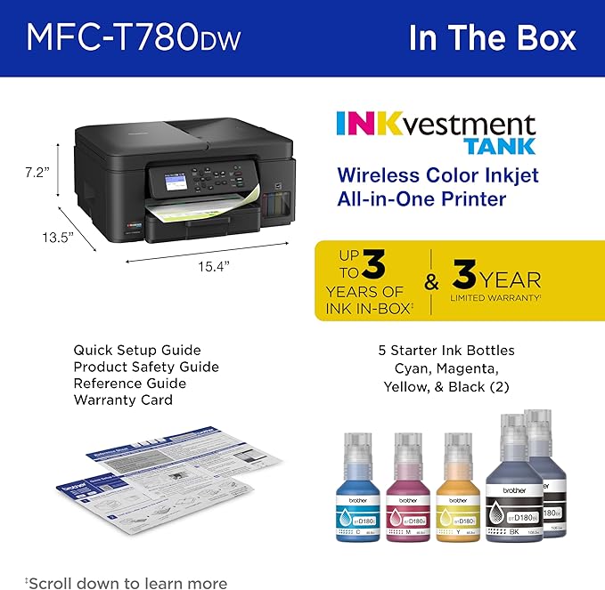 Brother INKvestment Tank 780 Wireless Color Inkjet All-in-One Printer - Image 8