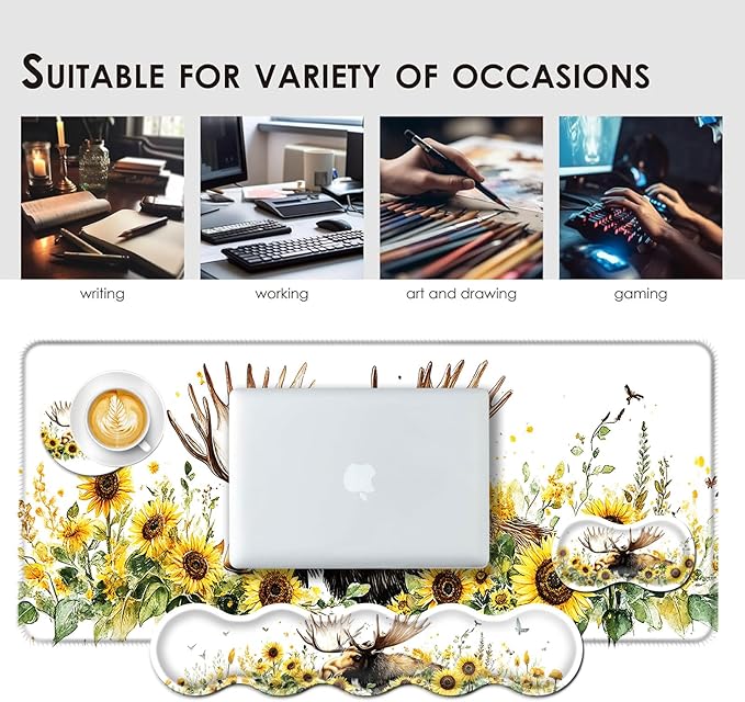 BFUKVOU Large Keyboard Mouse Pad Set, Extended Mouse Pad+Keyboard Wrist Rest - Image 7