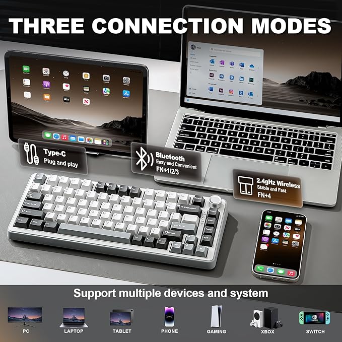 YUNZII B75 PRO Wireless Mechanical Keyboard, 75% Layout - Image 3