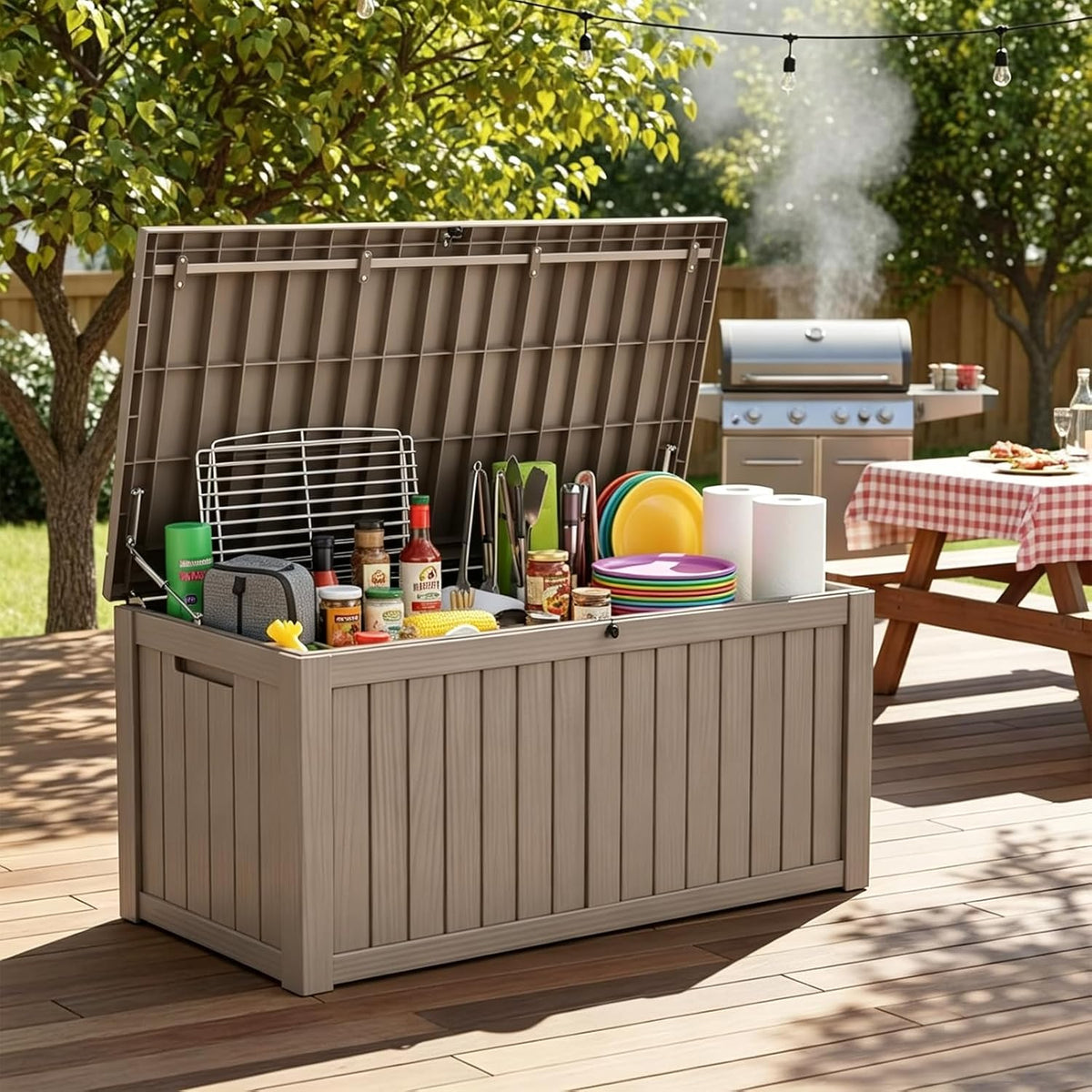 152 gallon resin outdoor storage box, waterproof deck, main product view