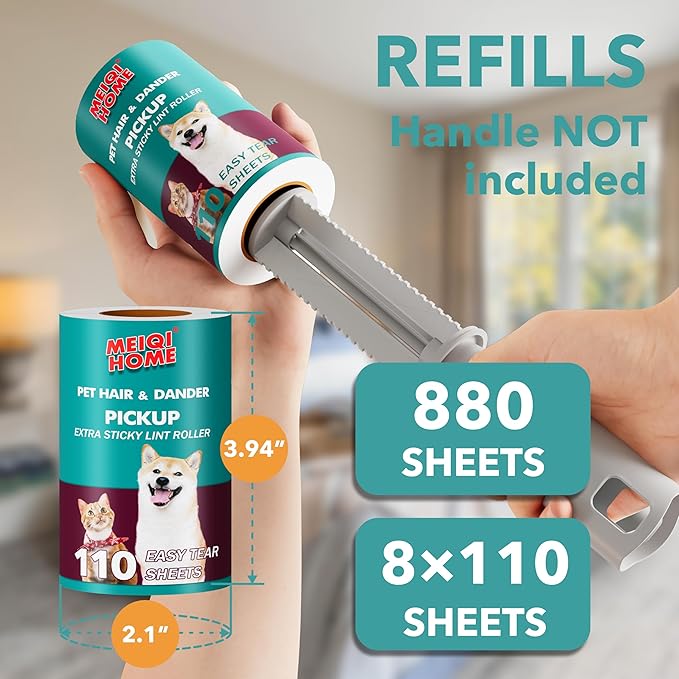 MEIQIHOME Extra Sticky Lint Roller Refills Only, 880 Easy-Tear Sheets - Image 6