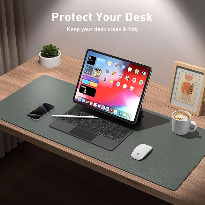 Aothia Leather Desk Pad Protector, Office Desk Mat, Large Mouse Pad, Non-Slip - Image 3