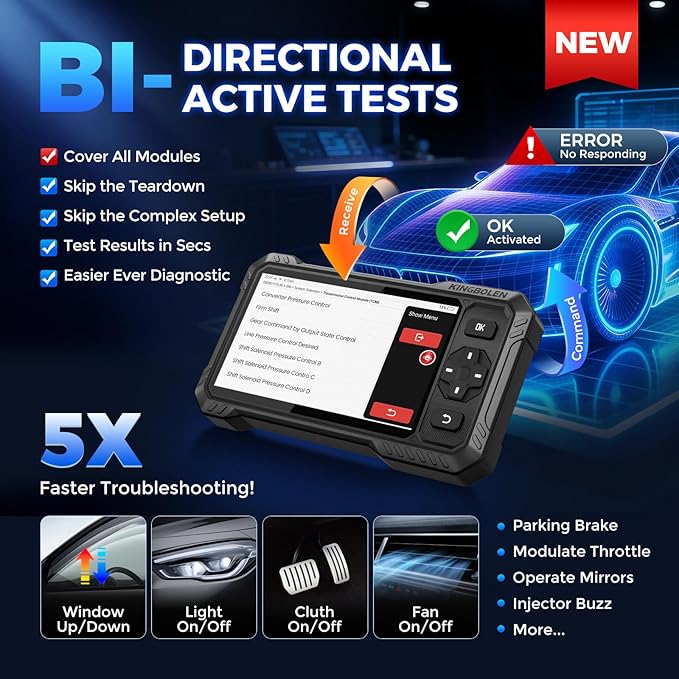 KINGBOLEN S6 Elite OBD2 Scanner, 2026 Bidirectional Scan Tool, 15 Reset - Image 3