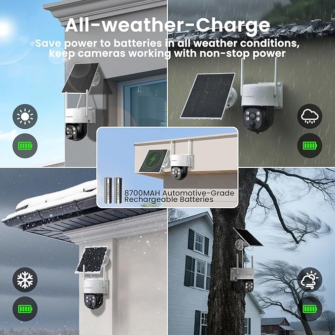 XMARTO Solar Camera Outdoor Wireless, All-Weather Solar Charge, Two-Way Audio - Image 7