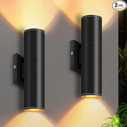 RIDALUX Outdoor Wall Light Cylinder Waterproof : 2 Pack Exterior Fixtures Wall by RIDALUX