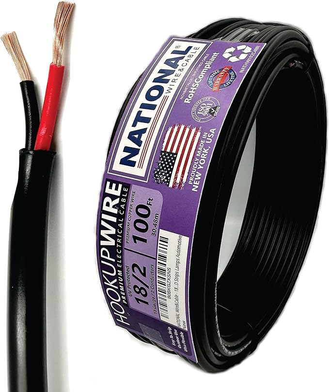 NATIONAL Wire & Cable – 18 AWG 2-Conductor Premium Copper Wire, 100 ft by NATIONALWireCable