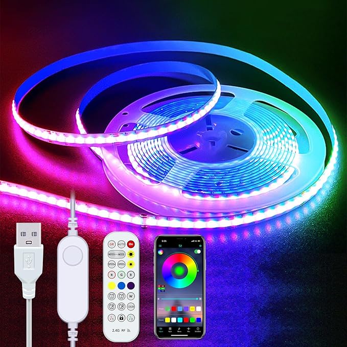 UVTaoYuan LED Strip Lights RGB COB 6.56 FT 1152 LEDs 5V USB Color Changing by UVTaoYuan