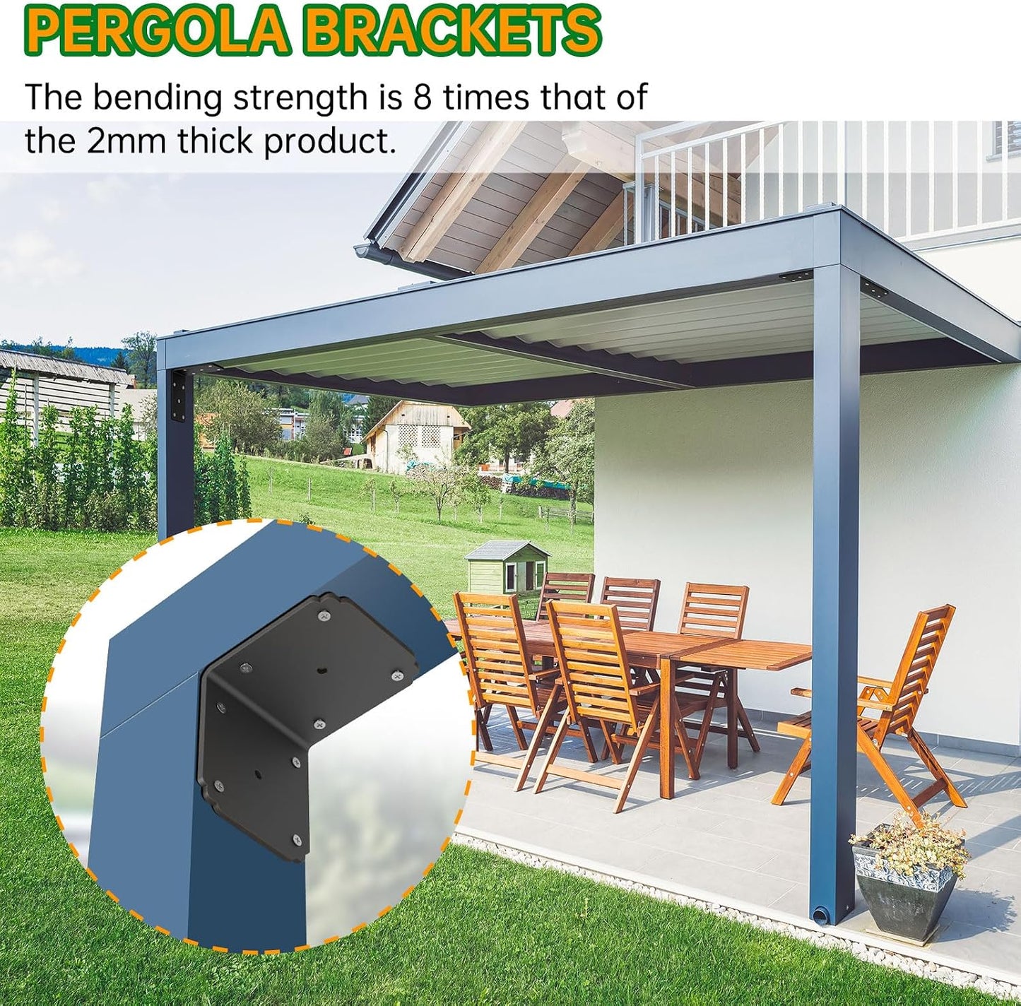 4x4x3.5 Pergola Brackets,Heavy Duty L Bracket for Wood (4PCS) | 4mm Extra-Thick Corner Brackets – Heavy Duty Angle Brace for Shelves, Decks, Fences & Workbenches