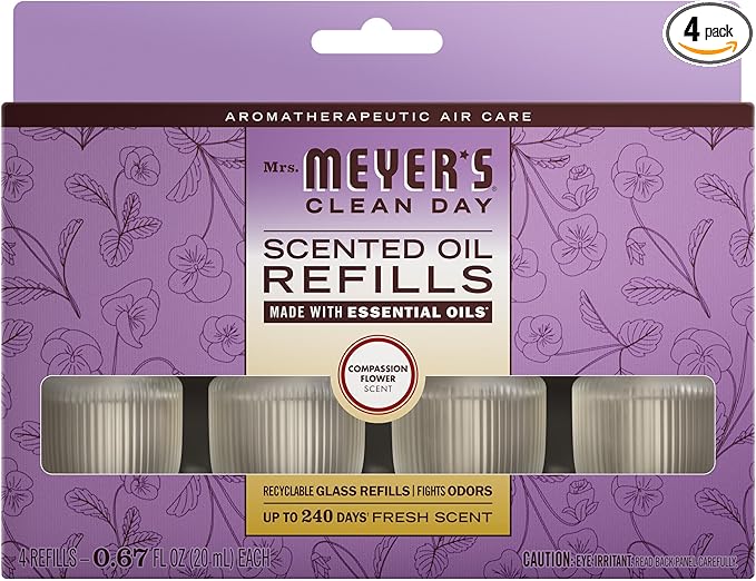 MRS. MEYER'S CLEAN DAY Scented Oil Refills, Compassion Flower, contains 4 .67 by MrsMeyers