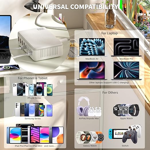USB C Charger Block, 200W Type C Charger Fast Charging, 8 Port USB C & A - Image 5