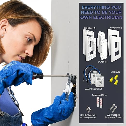 RunLessWire Fan & Light Battery-Free DIY Wireless Light Switch Kit 150ftRF - Image 6