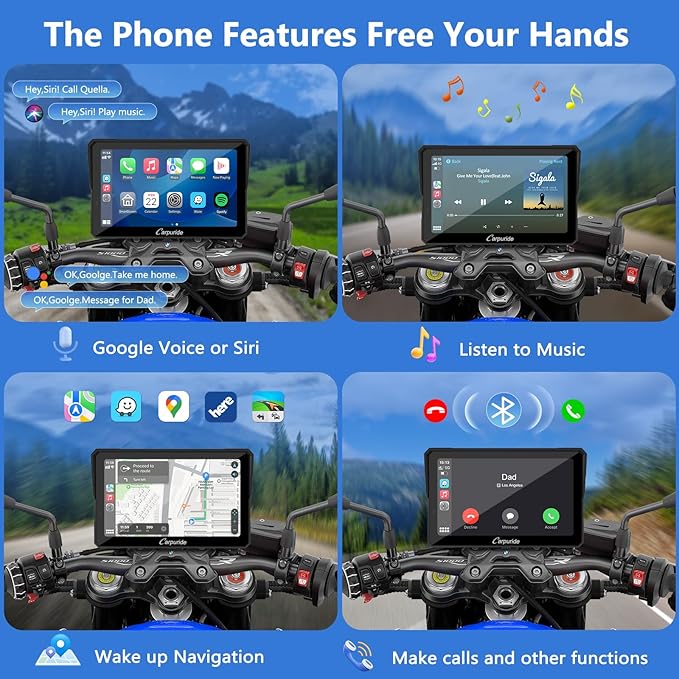 CARPURIDE W702BS PRO for BMW Motorcycle CarPlay & Android Auto Dual Bluetooth - Image 7