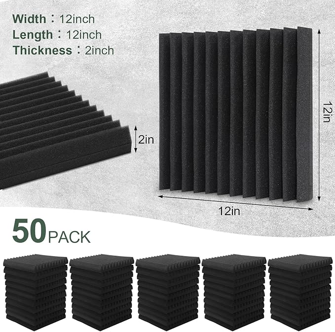 50 Pack Acoustic Foam Panels, Soundproof Wedges Panels - Image 2