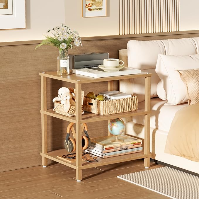 LELELINKY 3-Tier AV Media Player Stand Set of 2, Natural Stereo Cabinet - Image 9