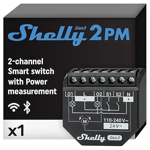 Shelly 2PM Gen3 | WiFi 2-Channel Smart Relay Switch by Shelly