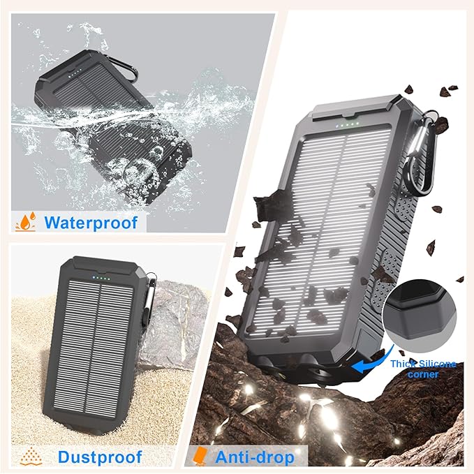 Power Bank Solar Charger 20, Portable Phone Charger, 4 Cables Outdoor - Image 5