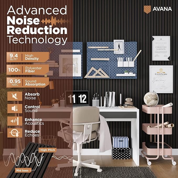 Avana Acoustic Wood Wall Panels – 94.4 X 12.6 Inch Smoke Oak Acoustic Panels 2 - Image 5