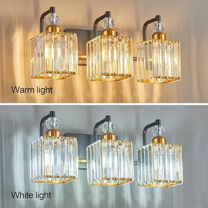 BBLLWJ Bathroom Vanity Lights 3-Light Bathroom Light Gold Brushed Brass Finish - Image 4