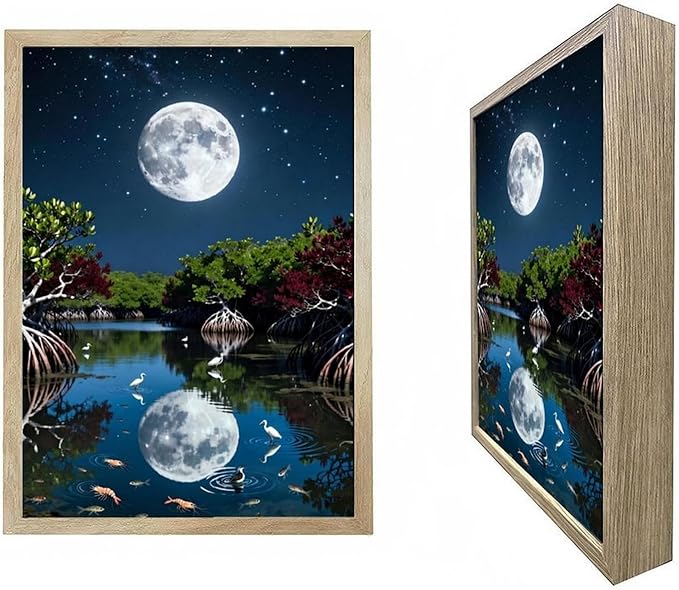 URVIP LED Glowing Photo Frame, 3D Starry-Sky Moon Animal Wall Art, 9x12 Inches by URVIP